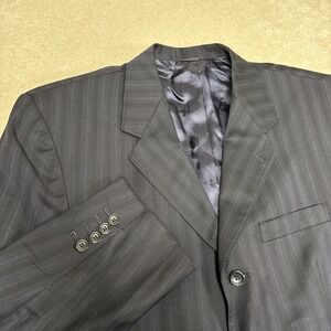 Giovanni Bespoke Sport Coat Blazer 46 Chest Blue Scabal Super 100s Three Buttons